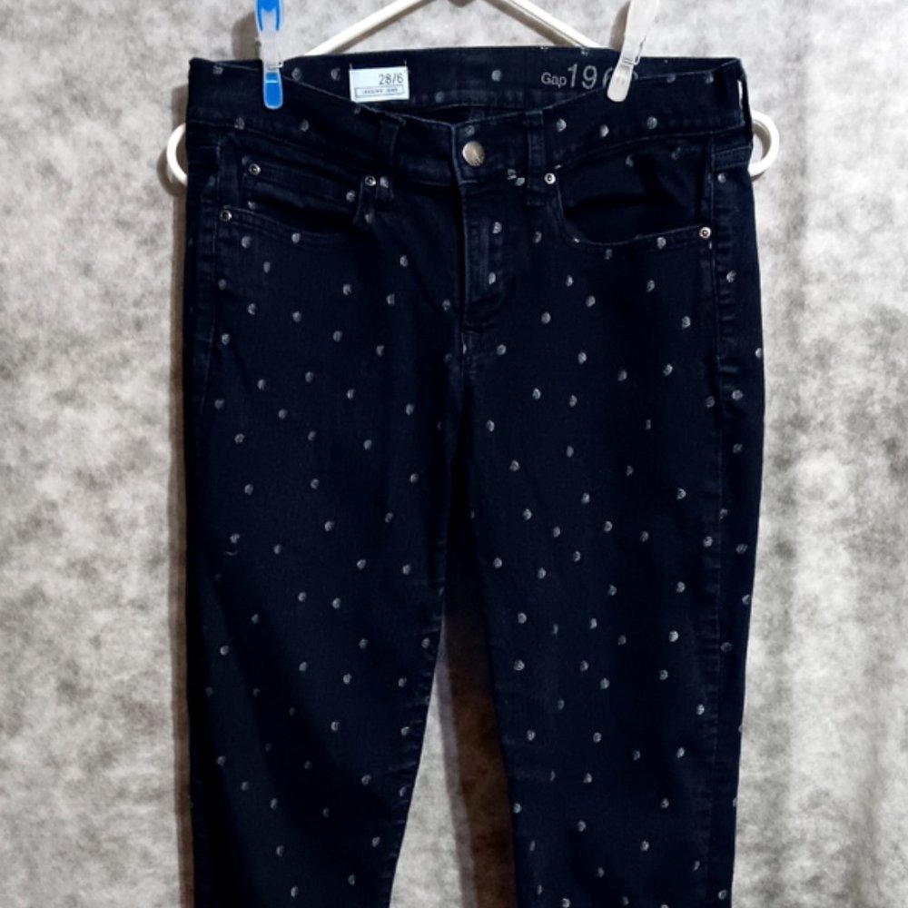 Gap 1969 leggings jeggings jeans Wmns/Misses 28/6 dark blue w/ dots